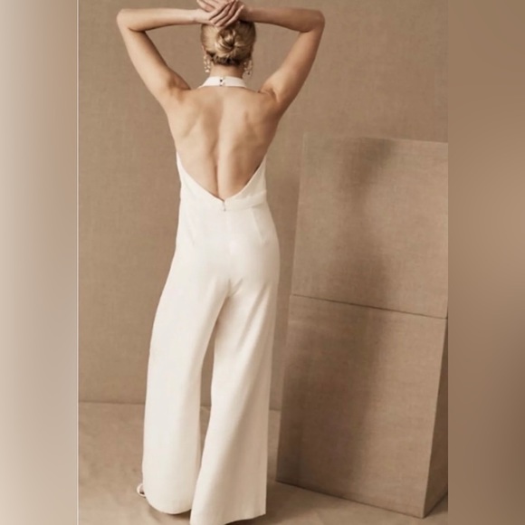 BHLDN JILL STUART CHAMPAGNE SPARKLE HALTER NECK MARA JUMPSUIT - Picture 2 of 6